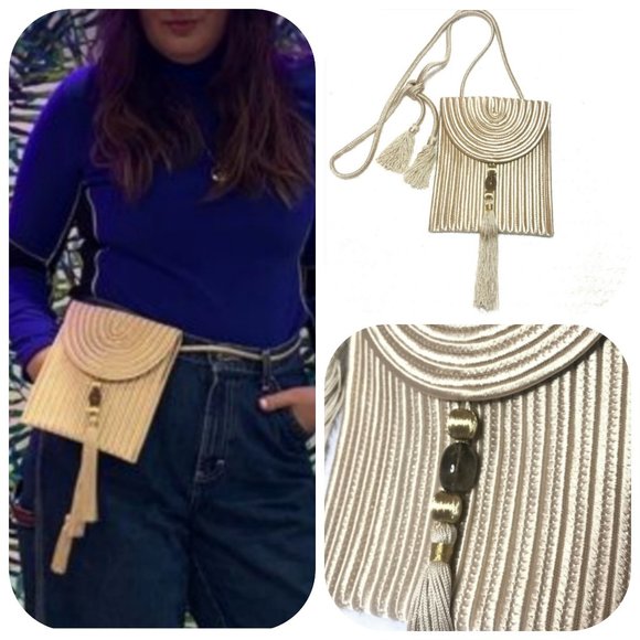 Handbags - Vintage Gold Tassel Bag with Crossbody Strap